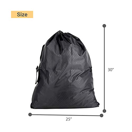 Image of Insular Strong Waterproof Laundry Bag With Locking Drawstring Closure | Machine Washable Collapsible For Laundry Hamper | Fits Laundry Baskets (Black, 25X30 inches, Pack of 3)