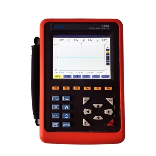 RaeSung ETCR5000 Power Quality Monitor 3 Phase Power Quality Analyzer Meter with 4PCS ETCR300F Flexible Coil Current Sensors Range 10A ~ 6000A