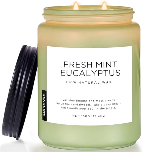 M&SENSE Eucalyptus & Mint Candles Home Scented, Natural Non Toxic