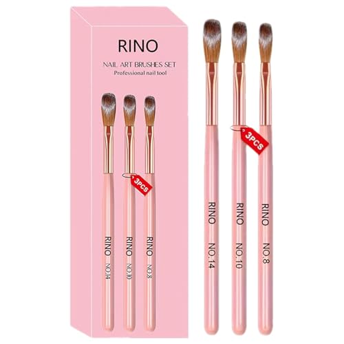 Pinceles de uñas, juego de pinceles de uñas acrílicas, 3 pinceles para polvo acrílico para extensión | Aplicación de polvo acrílico, extensión de uñas, grabado