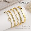 Gokeey Gold Bracelets for Women Non Tarnish Waterproof 14K Real Gold Plated Bracelets Stack Dainty Chunky Bangle Cuff Love Knot Paperclip Bead Cuban Bracelet Layered Chain for Jewelry Gifts #4