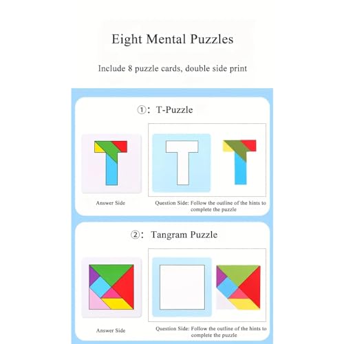 Image of PLUSPOINT Wooden Puzzle 68 Pattern Shape Blocks with 8 Activity Cards Montessori Educational Learning Toy Game,Geometric Shape Blocks Pattern (Geometric Puzzle)