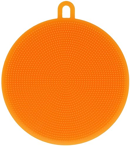 Image of Set of 4 Silicone Sponges - Features 4 Designs and Fun Colors - Measures About 4.5 inch - Wet and Dry Use - Dishwasher Safe (4)