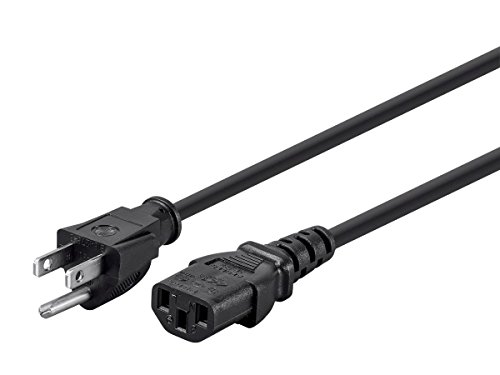 Monoprice 25ft 18AWG Power Cord Cable w/ 3 Conductor PC Power Connector Socket, 10A (NEMA 5-15P to IEC-320-C13),124197,Black