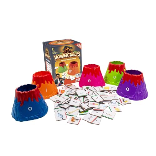 Image of Junior Learning: Vowelcanos - Sorting & Matching Game, Learn Short & Long Vowels, Builds Phonemic Awareness, Reading Development, Kids Ages 5+