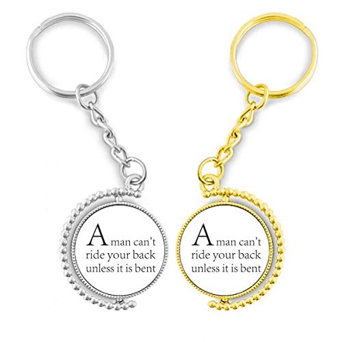 Porte-clés anneau en métal doré pendentif slogan pour homme et femme