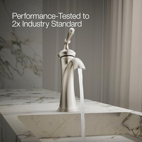 KOHLER K-193-4-BN Devonshire® Single-Handle Bathroom Sink Faucet, 1-Hole Installation, Bathroom Faucets with Metal Drain, 1.2 GPM, Brushed Nickel by Kohler - Used condition - Image 3