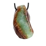 Edelstein: Chrysopras Budawi® Chrysopras Trommelstein Anhänger Kettenanhänger mit Lederband