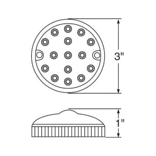 Lámpara LED lateral redonda 3'' ámbar United Pacific miniatura 3