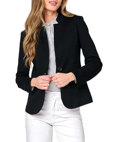 Notch Collar Blazer for Women - Dressy Casual Office Open Front Long Sleeve - Fashion Lined Knit Suit Jacket - (Sizes Vary)