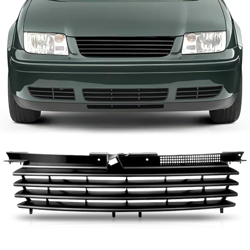 PartsFlow Front Hood Bumper Grill Black Upper Grille For 1999-2005 VW Volkswagen Jetta Bora MK4