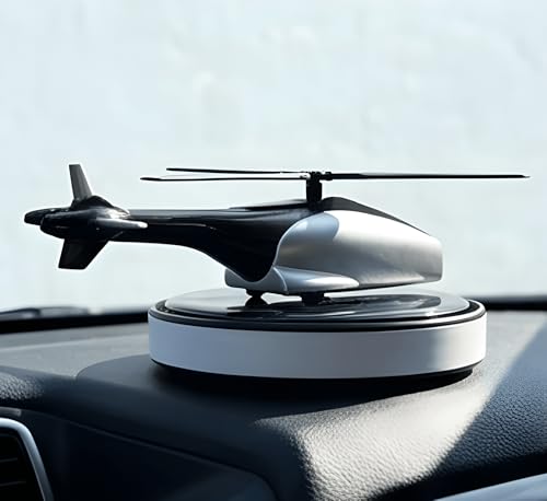 Image of Eltron Turbo Imported Glider Working On Solar Power Car Interior Accessories Decoration Rotating Fan Dashboard Aroma Organic Fragrance Car Perfume (Matt SIlver, Helicopter Silver)