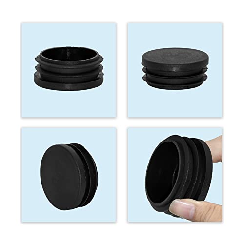 Image of Flyshop 8 Pack Black Plastic Hole Plug Round Tubing End Cap Chair Glide Inserts 45 mm, 1-3 /4 inch