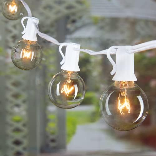 Outdoor String Light 25Feet G40 Globe Patio Lights with 27 Edison Glass Bulbs(2 Spare), Waterproof Connectable Hanging Christmas Lights for Backyard Porch Balcony Party Xmas Decor, E12 Socket Base