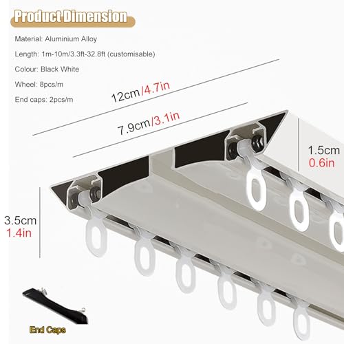 Tringle à rideaux noire plafond double rail avec poulies - 4