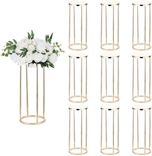 Sziqiqi 2 Pcs Gold Wedding Centrepieces Vase for Table Decoration - 60cm Tall Geometric Flower Stand Metal Floor Vases Table centrepiece for Party Birthday Anniversary Reception Baby Shower Engagement