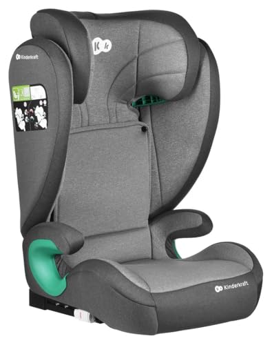 Kk Kinderkraft Junior Fix Silla Coche Isofix, I-Size, Silla Coche Para Bebés Y Niños, Cinturón, Universal, Grupo 2 3, De 15 A 36 Kg, Gris