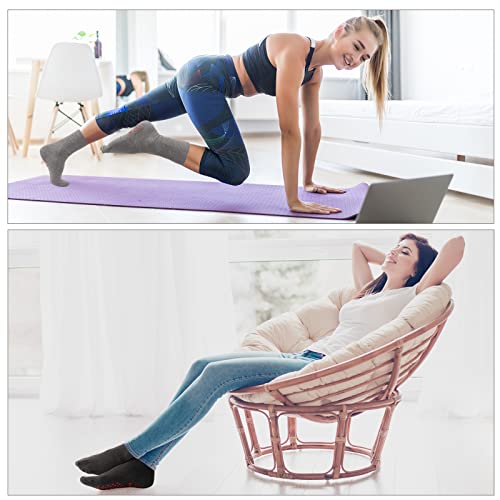 Aaronano Non Slip Grips Socks-Non Skid Crew Socks For Elderly Yoga Hospital Socks Men Women 2 Black 2 Light Gray 1Dark Gray M #TOP3