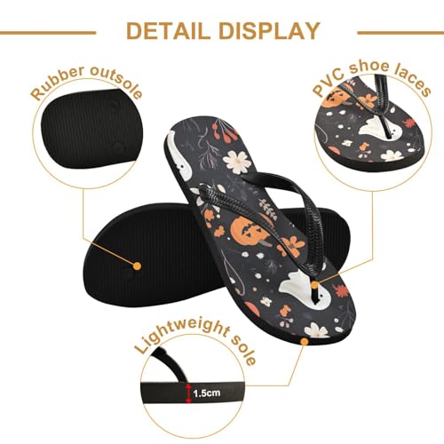 Halloween Pumpkin Ghost Men's & Women's Classical Beach Rubber Sandal Flip Flop Comfortable Slipper 214B82242