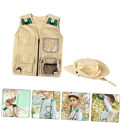 Toyvian 4 Conjuntos chapéu ao ar livre roupa chapéus infantis regata tops chapéu de ferramenta explo