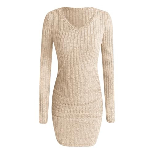 Robe midi côtelée à col montant et manches longues ajustée