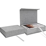 Vienrose Caja de Fotos de Lino 10 x 15 cm, Gris