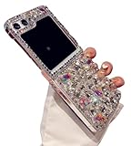 for Samsung Galaxy Z Flip 6 /Z Flip 7 Fe Case Bling Diamond Glitter Girly Design,Handmade Holographic Sparkle Rhinestone Soft TPU Bumper Phone Case for Samsung Z Flip7 FE/Z Flip6 for Women Girls