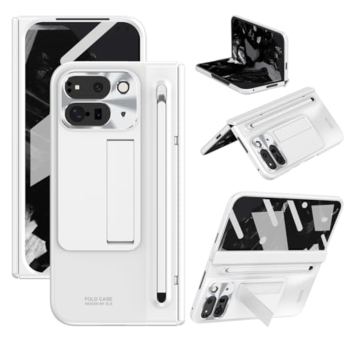 HUOLUNGJIN Google Pixel 9 Pro Fold/Pixel Fold 2 �P�[�X �X�N���[���v���e�N�^�[�����AS�y���X���b�g&�B���L�b�N�X�^���h�t�� | Pixel�p�t���{�f�B�ی�n�[�hPC�J�o�[(�z���C�g)