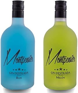Pack de 2 botellas Montpensier Gin Premium. 5 destilaciones y 10 botánicos. Ginebra Andaluza. (Blue + Melón)