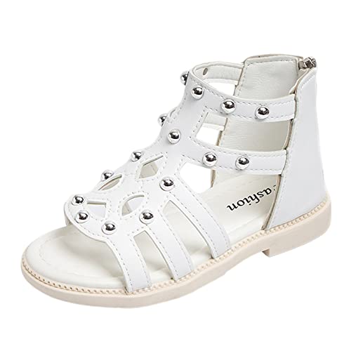 Toddler Baby Kid Little Girl High Top Sandals Open Toe Anti Slip Outdoor Sandals Summer Princess (White, 8.5 Toddler)
