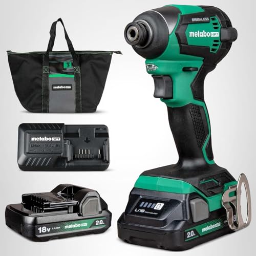 Metabo HPT 18V MultiVolt Cordless Brushless Impact Driver Kit, Compact Lightweight Impact Driver Set with 2 Lithium-Ion Metabo Batteries, Charger, 1/4-Inch Quick Change Chuck, High Torque, WH18DEX