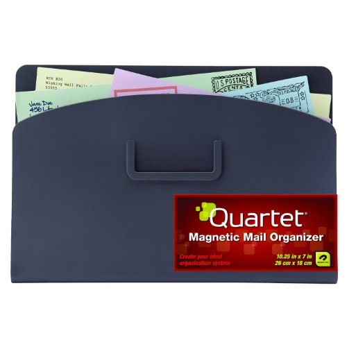 Quartet Magnetic Mail Organizer Storage Pouch, 10 x 7 Inches, Gray (48123-GY)