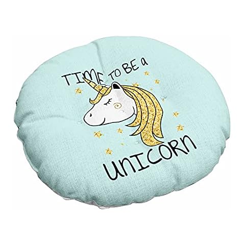 Morbuy Round Cushion with Unicorn Design Cover