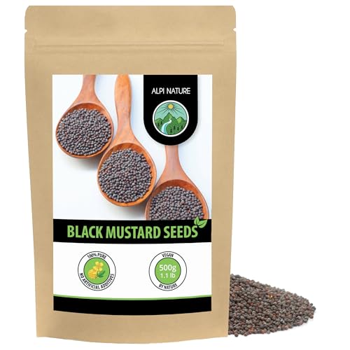 Alpi Nature Mustard Seeds Black Brown 500g 1.1 lb, Brown Black Mustard Seeds 1-2mm