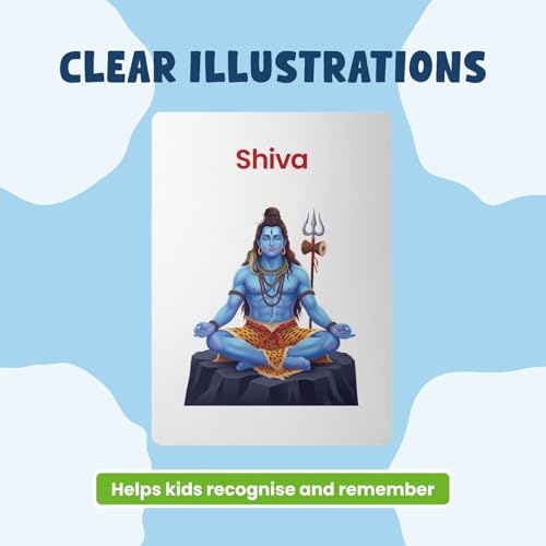 Image of Hindu Gods Flash Cards for Kids | 27 Double-Sided Cards with Facts | Indian Culture & Mythology Learning | BIS Approved | Made in India