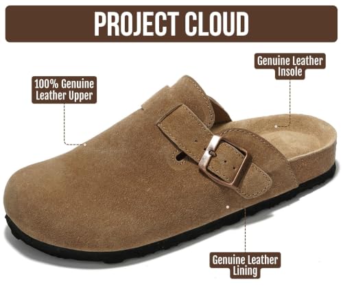 Image of 100% Genuine Leather Slip-on Footbed Clogs for Women - Fall Shoes for Women
