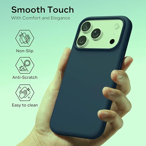 Image of Silicone Case for iPhone 17 Pro Max 6.9-Inch, Silky-Soft Touch Full-Body Protective Phone Case, Shockproof Back Cover for iPhone 17 Pro Max (Marine Blue)