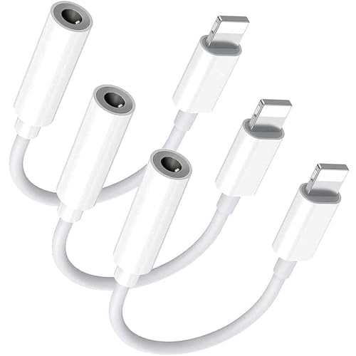 fabcords Lightning to 3.5mm for iphone Adapter Headphone Jack Dongle for iphone with Aux Cord Audio Cable Accessories Compatible with iphone 14 13 12 11 X Xs 8 7ï¼ˆ3 Packï¼‰