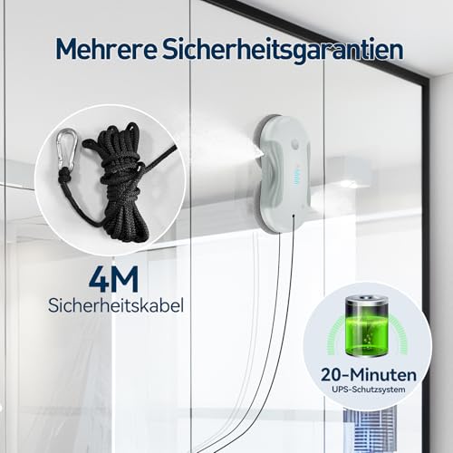 Fensterputzroboter, Fensterreiniger Roboter Elektrisch mit 80ml Doppel-Wassersprühsystem, 5800 Pa Saugleistung, Fensterroboter mit Mehrsprachen-Umschaltung Geeignet für Innen- und Außenfenster – Bild 6