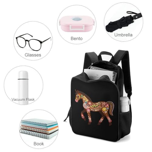 Colorful Gingerbread Horse Travel Backpack Casual Daypack Shoulder Bag with Adjustable Shoulder Straps for Hiking3