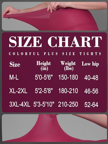 Image of HONENNA Queen Plus Size Tights Semi Opaque Control Top High Waist Stockings Nylons Pantyhose for Women 1X 2X 3X 4X 5X 6X