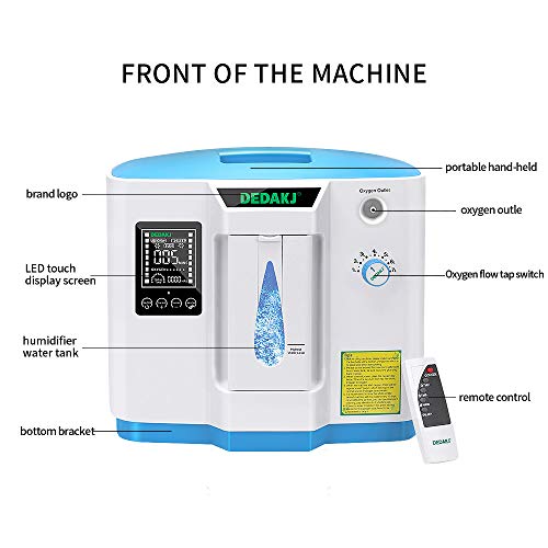 DEDAKJ 1-7L/Min Flow Oxygen Concentrator O2 Generator Portable Intelligent Home Air Purifier 93% High Purity Ac 220V Remote Control For Home And Travel Car Use,Multicolor