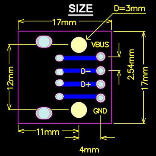 DAOKAI 10 Stück USB Typ A Buchse auf DIP Adapter 2,54 mm 4 Pin USB 2.0 Typ A Buchse auf DIP Konverter Breakout Board für DIY Netzteil mit 40 Pin Header
