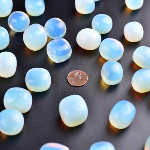 Image of Polished Stone Set Opalite Crystals, 0.8 inch Handpicked Tumbled Gemstones Rocks, Pebbles for Reiki, Chakra, Healing, Home Decor