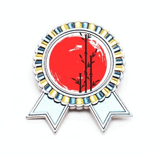 Broche brosse japonaise rouge et noir, le bijou idéal pour personnaliser un manteau