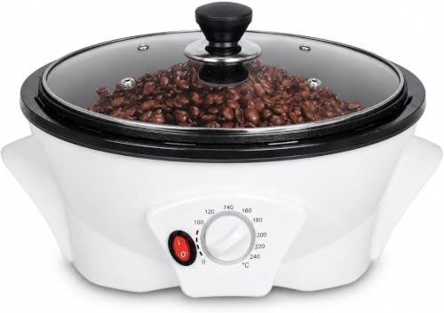 Coffee Roaster Machine, 1200W Electric Bean Roaster with Rotating Drum | 0-240°C Temperature Control, Transparent Vented Lid And One-Button Operation For Coffee Beans, Nuts And Popcorn