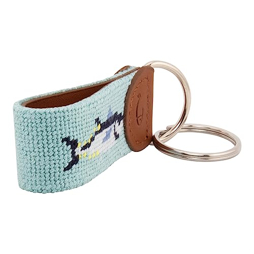 Image of Leather Hand-Stitched Needlepoint Key Fob or Key Chain