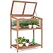 Costway Serre de Jardin en Bois sur Pied Carré Potager de Jardin avec Couvercle Ouvrant et Charnière Etagère à Lattes Grand Bac de Rangement pour Cour Terrasse et Jardin