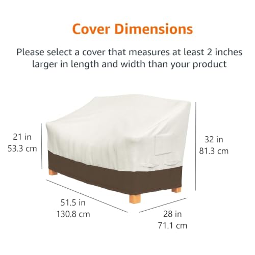 Amazon Basics 2 Seater Outdoor Couch Cover, Patio Furniture Cover, Waterproof, Anti-UV, Durable with Secure Straps, Protection for Loveseat, Beige/Tan - image 2