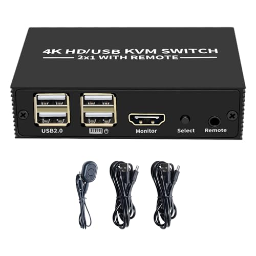 Commutateur KVM USB 2 entrées moniteur 4K 3840x2160 et hub clavier
